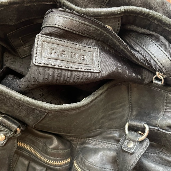 Vintage L.A.M.B. 100% Leather Front Double Zip Pocket Shoulder Bag - Picture 8 of 15